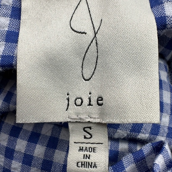 Joie Paper Bag Waist Blue & White Gingham Crop Pants Wide Leg Size Small - Picture 10 of 11